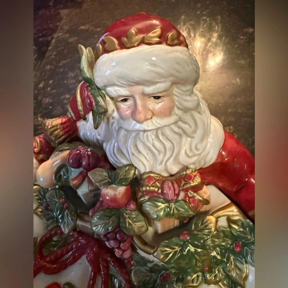 Vintage Fitz and Floyd Santa Platter Renaissance, Size 13 x 12 x 6 in